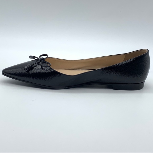 Vestaire - Prada Saffiano Bow Logo Pointed Ballet Flats - Picture 5 of 14